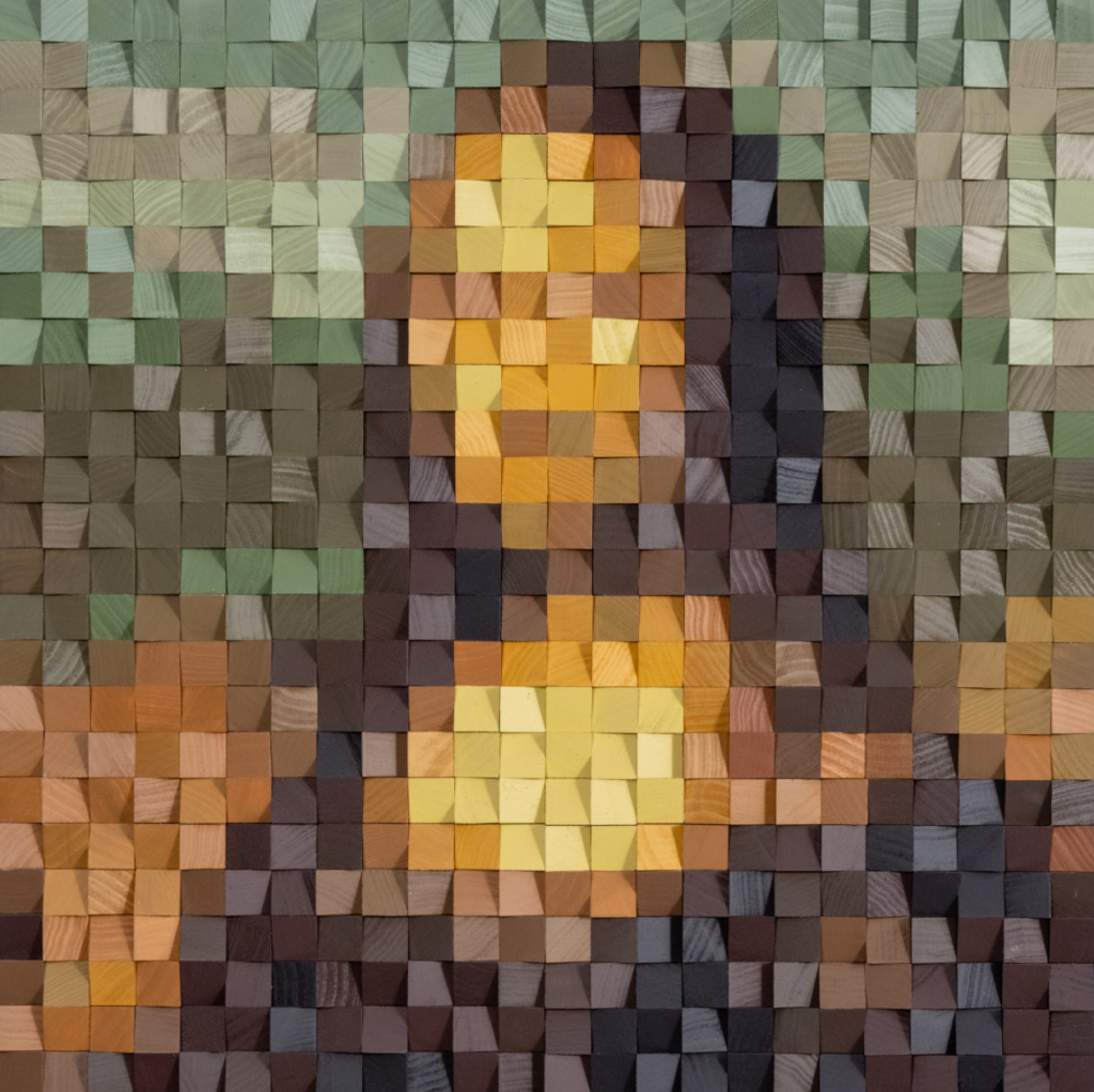 Mona lisa pixel wood art