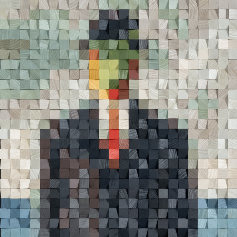 the son of man pixelated artwork